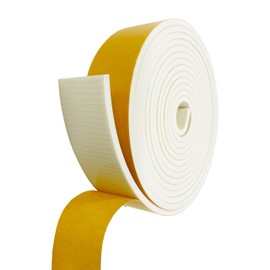 Weather Stripping Foam Tape, 17 Ft Door Seal Strip, EVA Material, High Density 1/4" Thick, No Residue Adhesive, Weatherproof Door Seal Strip for Sliding Door, Windows, White (2" Wide)