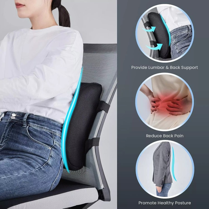 Lumbar Apoyo Volver Almohada Cojin Para Coche Oficina Silla Memoria