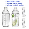 4 pcs Clear Cocktail Shaker Set 2 pcs Plastic bar