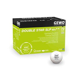 GEWO Double Star SLP Table Tennis Balls - 2 Stars Table Tennis Ball Made of Plastic 40+ without Seam - Professional Training Balls - 72 High-Quality Table Tennis Balls White, 40 + mm Diameter