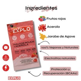 Explo Gomitas Energéticas Frutos Rojos Pack 60g Veganas Electrólitos Bcaas Vitamina Energía Natural Correr Ciclismo