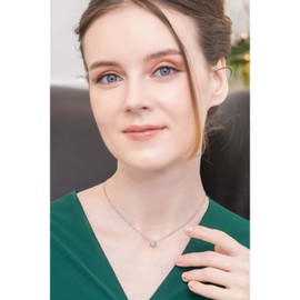 B. BRILLIANT 0.50 Carat Cubic Zirconia 5mm Round Bezel Set Solitaire CZ Sterling Silver Necklace Jewelry for Women Gift Box