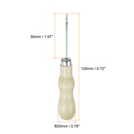 HARFINGTON 3pcs Handwork Sewing Awl Double Gourd Hook Head Leather Punch Hole Tool with Wooden Handle Scratch for Broken Wire Make Mark Drilling Stitching Repair and DIY Handmade, Log Color