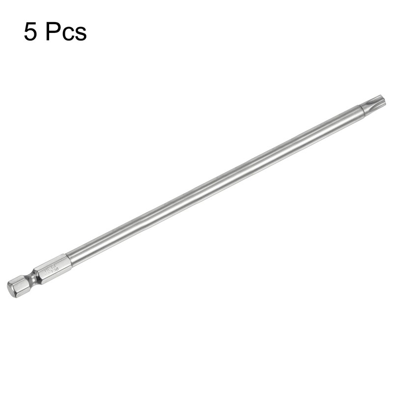 HARFINGTON 5pcs T30 Security Torx Bit 1/4" Hex Shank 6"