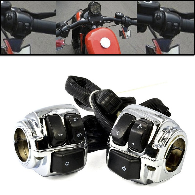 Astra Depot Motorcycle 1" Handlebar Hand Grips & Chrome Switch