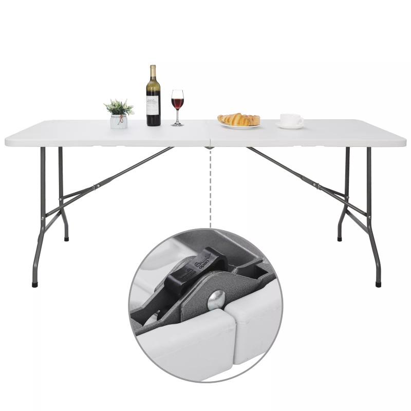 segawe 6FT Plastic Folding Table Portable Fold-in-Half Utility Picnic Table