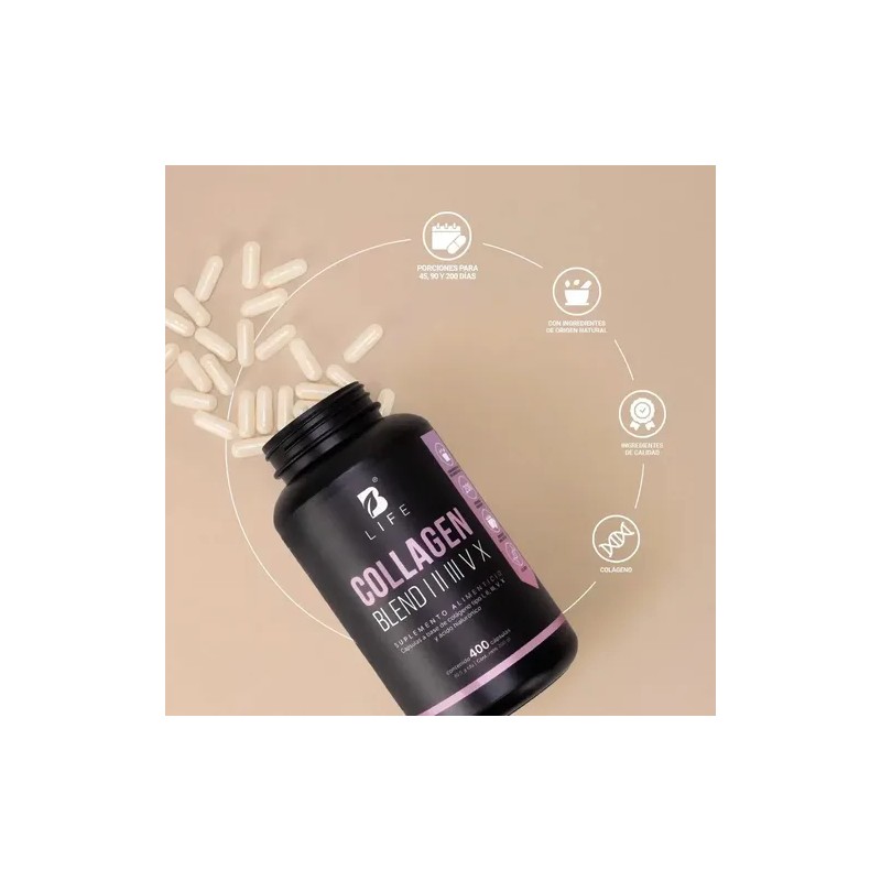 Mezcla de Colágenos 400 Capsulas 200g I,II ,III ,V, X