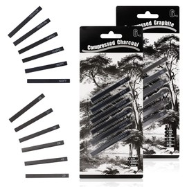 REBECASKYENS 12 Pcs Graphite Material Sticks,Charcoal Pencils For Artists,Square Compressed Art Sticks,Drawing Pencils Set for DIY Drawing Crafts, Sketching, Shading, Beginners and Artists