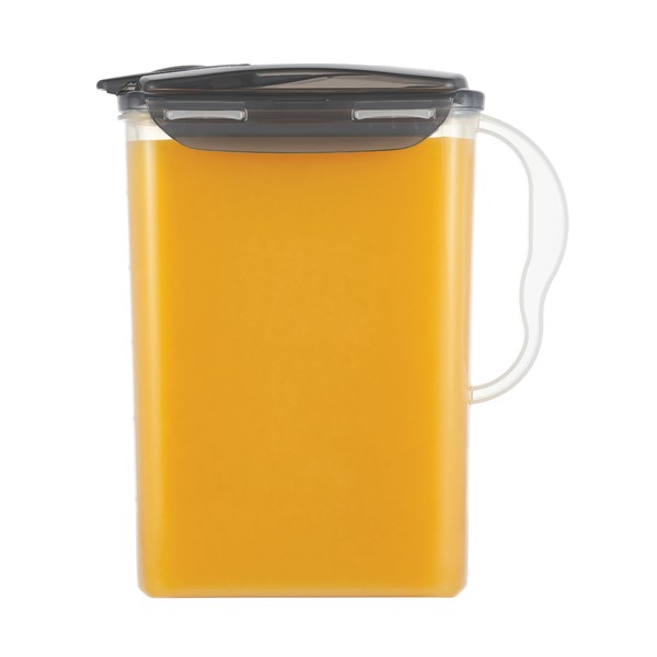LocknLock - Jarra de agua para puerta de nevera con asa, sin BPA, con tapa superior abatible, perfecta para hacer tés y jugos, 3 cuartos de galón, color gris
