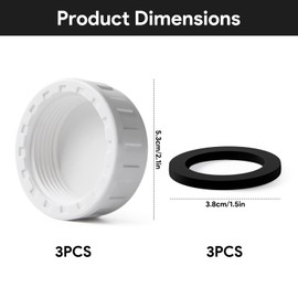 3Pcs 40mm Sink Blanking Cap, Waste Pipe Caps with Female Thread