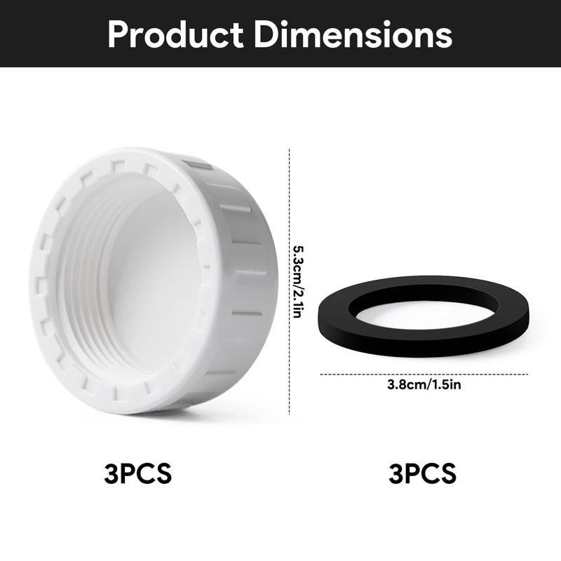 3Pcs 40mm Sink Blanking Cap, Waste Pipe Caps with Female