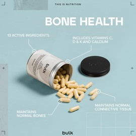 Bulk Bone Health Supplement Capsules, Calcium, Vitamin K, Vitamin D, Pack of 90, 30 Servings