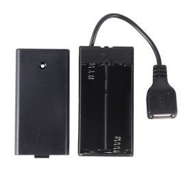 MELIFE 4PCS 2 AA Battery Holder, 2 * 1.5V Battery Case Box with USB Cable, On/Off Switch for Wall Clocks Radio Kids Toys