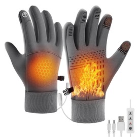 USB Heated Gloves, Winter Warm Heated Gloves for Men Women, Double-Side Heated Touchscreen Warming Gloves 3 Levels Temperature Adjustable Electric Winter Thermal Gloves for Outdoor