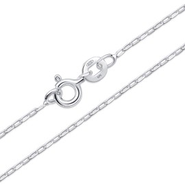 Amberta Real 925 Sterling Silver Necklace for Men and Women, Super Thin Chain Made of Silver, Singapore Chain, Snake Chain, Curb Chain, Simple, 40 45 50 55 60 cm, 55 cm, Sterling Silver, No Gemstone