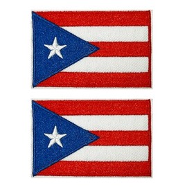 2 X Puerto Rico Flag Rectangle - Iron On Embroidery Patchs (8 x 5cm)