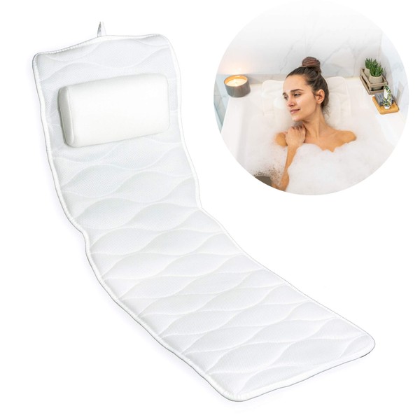 Bath Pillows for Tub Neck and Back Support - Full Body Bath Pillow for Bathtub Premium Comfort for Ultimate Home Spa, Bath Accessories for Women, for Wife, and Pregnant Women