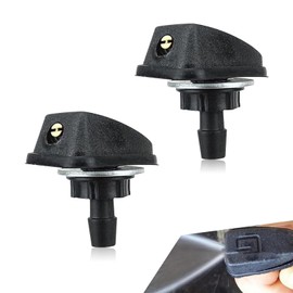 pinflaw Pack-2 Car Windshield Wiper Nozzle, Single Outlet 360 Degree Adjustable Fan-shaped Uniform Spray Washer, Hood Cleaning Spray Head Replacement for 0.31" Hole, Universal for Cars (Black)