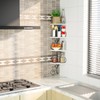 Alsonerbay Floating Corner Wood Shelves, 4 Tier Wall Mounted Rustic