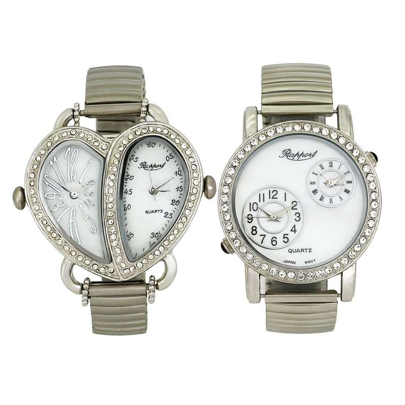 La Paul 270001 Women's Silver Heart Dual Movement Watch