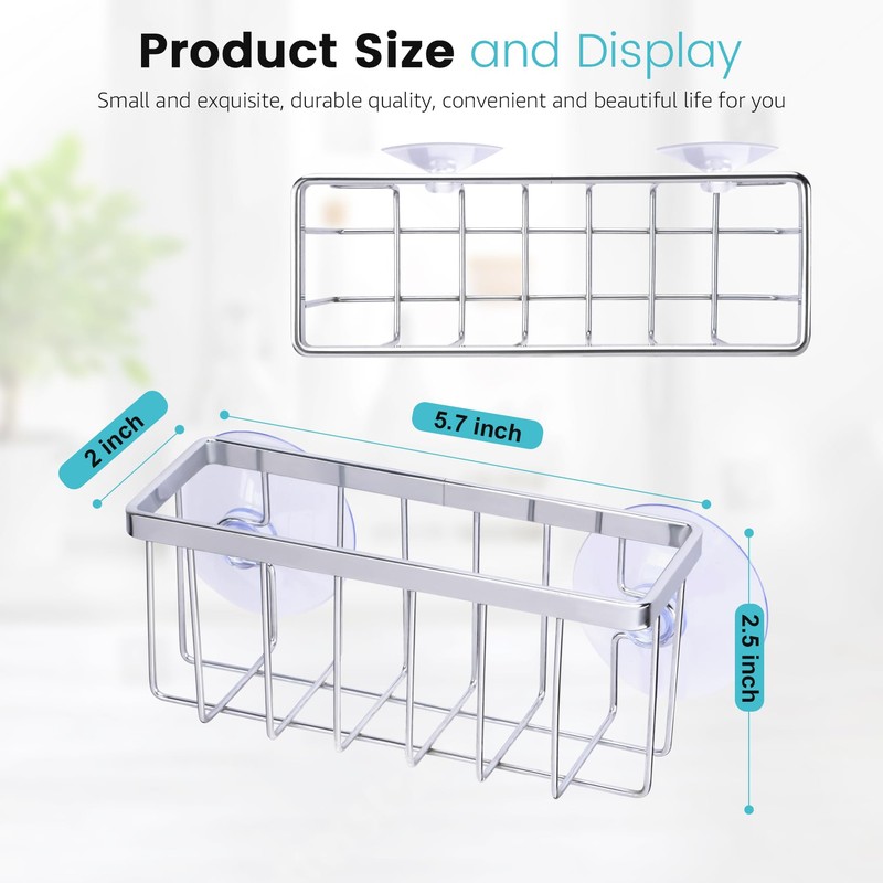 HLOOL Kitchen Sink Sponge Holder, Kitchen Sink Caddy, Sponge Holder