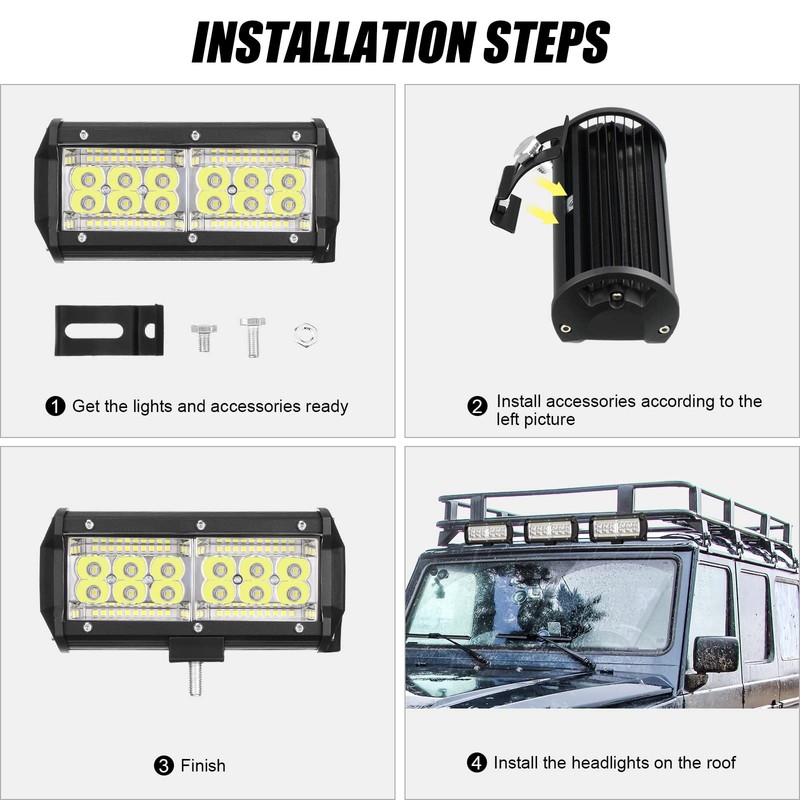 8 Pack Automotive Light Bars 7 Inch 240W 24000lm Led