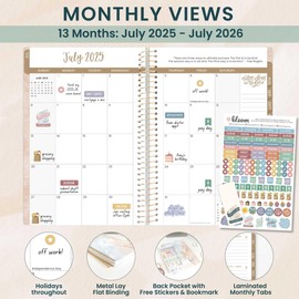 bloom daily planners 2025-2026 Academic Year Daily Planner (July 2025 - July 2026) - A5 Weekly & Monthly Calendar Agenda Organizer Book with Stickers - 5.5" x 8.25" - Ocean Oasis