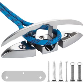 NELOMO 5 Inch 6 Inch 8 Inch Dock Cleats Foldable Cleat 316 Stainless Steel Boat Cleat Flip Up Down Dock Cleat for Boat Kayak with Backing Plates Installation Accessories (1, 6 inches)