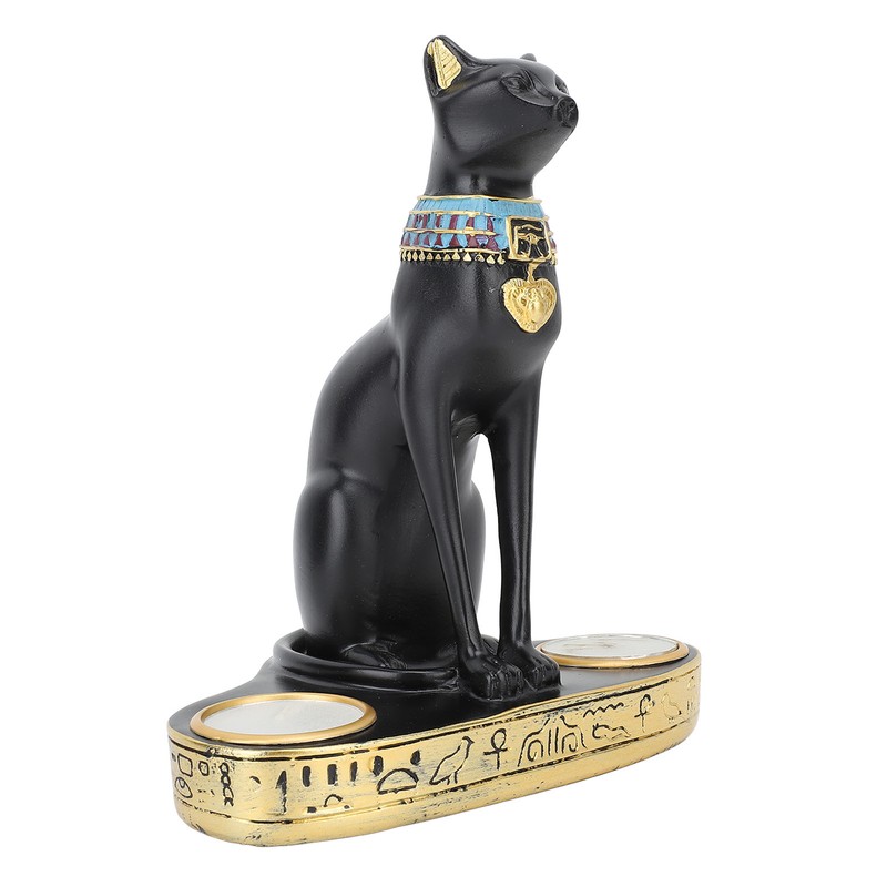 Egyptian Cat Candle Holder Decorative Resin Egyptian Cat Candlestick Exquisite