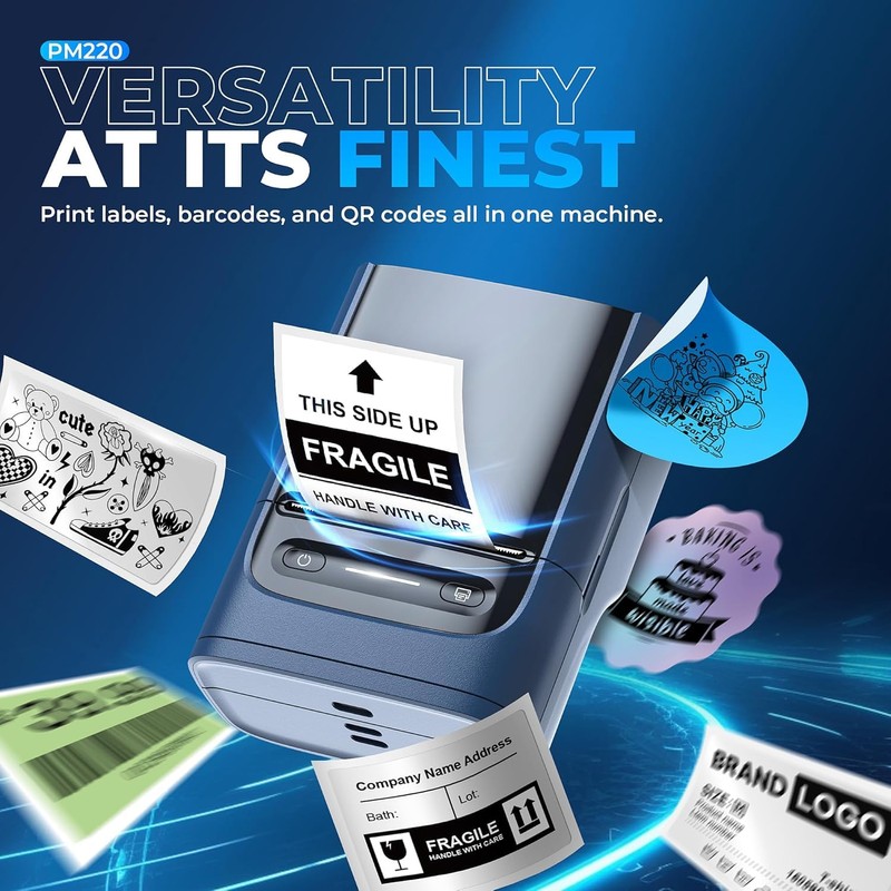 Nelko PM220 Labeling Machine with Ribbon, Bluetooth Label Printer, 5