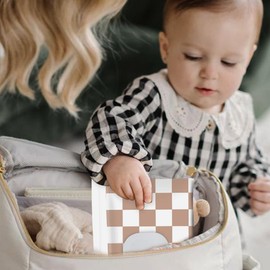 cephira Baby Wipe Holder, 3-Pack Portable Refillable Wipe Dispenser, Waterproof & Dustproof Travel Baby Wipes Case, Reusable Diaper Wipe Container with Checkerboard Design