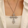 KONPJE 4Pcs Chunky Cross Necklaces for Women Gold/Silver Large Long