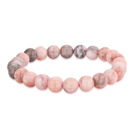 Crystal Vibe Pink Zebra Jasper Bracelet for Balance and Harmony - 8mm Beaded Bracelet for Women Men - Healing Crystal Bracelet - Elastic Adjustable Size
