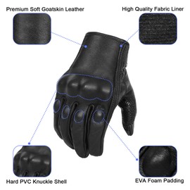 Updated Full Finger Men’s Leather Motorcycle Gloves Touchscreen & Armored Motorbike Gloves (Updated,Non-Perforated, S)
