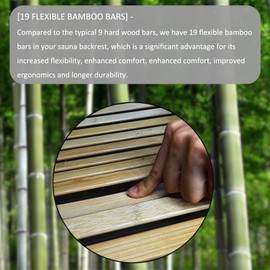 NUIBY Natural Bamboo Sauna Backrest, Cooler and More Flexible Than Wood, Complete with a Sauna Hat and a Seat Pad, Features Anti-Slip Rubber Pad. Sauna Accessory Set. (1 Pack)