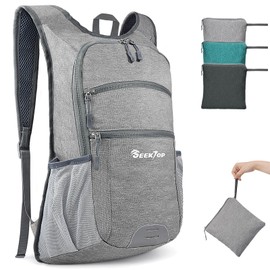 Seektop 20L Hiking Backpack Ultra Lightweight Waterproof Travel Backpack Packable Small Backpack Outdoor Foldable Day Pack, Grey, Daily Fashion