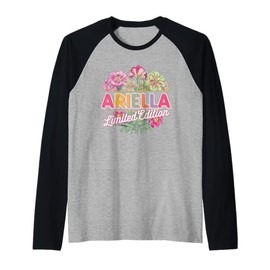 Ariella Limited Edition Flowers Custom Name Wife Grandma Raglan Baseball Tee