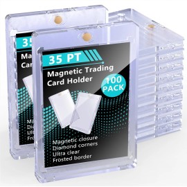100 Pack Magnetic Trading Sports Card Holders 35pt One-Touch Hard UV Protection