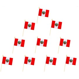 10 Pack Peru Flags -PE Handheld Flag- 5x8 in,Peruvian Mini Flag. Suitable For Party Decorations, Store Displays, Bar Decorations And National Day Parades.
