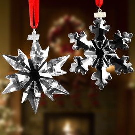 2023 Edition Crystal Snowflake Ornament Christmas Tree Ornament Home Decor Gift (23-Set of 2-Clear)