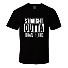 Threadsquad Straight Outta Brantford Ontario Parody Movie T Shirt My Black