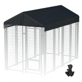 8' x 4' Replaceable Dog Kennel Cover 420D Heavy Duty Waterproof Dog Kennel Canopy Cover - Black (Includes cover only)