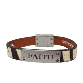 Single Wrap Leather Band: FAITH with BLK/WHT Zebra Hair
