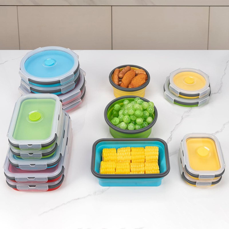 Collapsible Food Storage Containers with Lid & Air Vent, 16