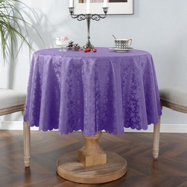 Jeloris Waterproof Vinyl Tablecloth, Round Heavy Plastic Tablecloth, Wipeable Spillproof Oil-Proof Vinyl Table Cover for Kitchen Dining Room (Purple, 70" Round)