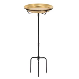 HRAYLTOP Standing Bird Bath Bird Feeder Bowl with 29.1 inch Iron Stand - Detachable Outdoor Decor for Garden Backyard Patio and Deck - Perfect for Attracting Birds