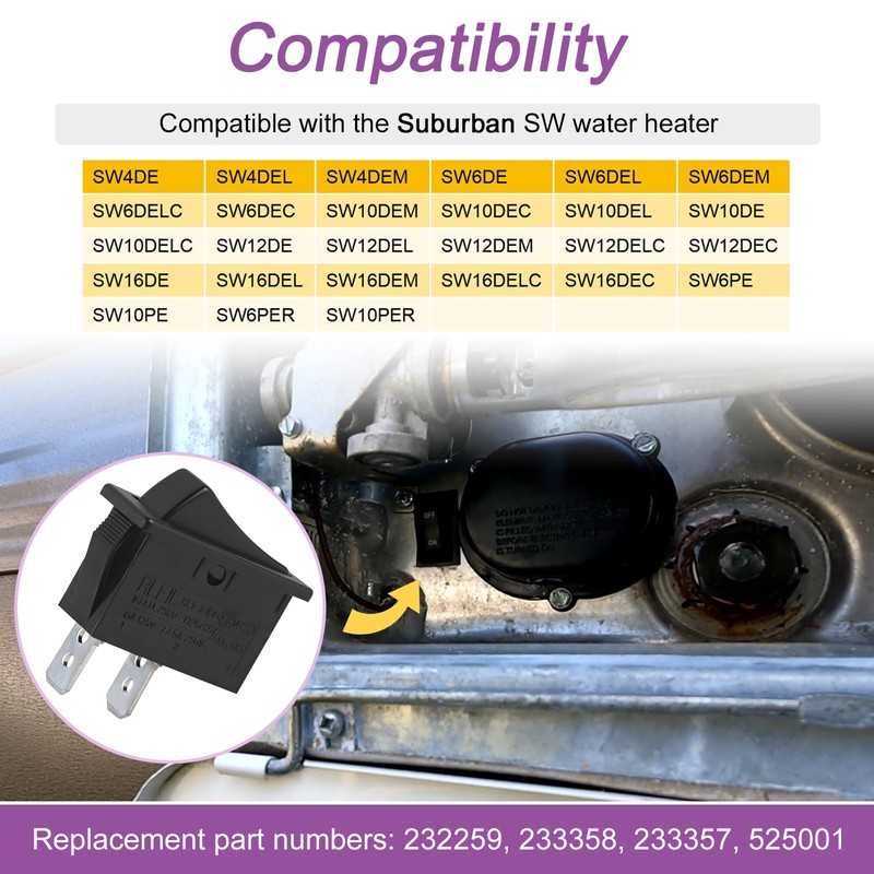 232259 Water Heater Element Switch Replacement for Suburban SW Electric