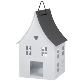 Lantern - Light House in White - Black for Hanging Metal for Garden Decoration Outdoor - Decorative House