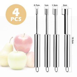 Pack of 4 Apple Corers, Professional Apple Corer Made of Stainless Steel with Hanging Eyelet, Apple Corer, Apple Corer, for Apples and Pears, Exfoliating Hawthorn, Red Date Cherry