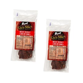 Uncle Mike's Beef Jerky Snacks - Gluten Free, 2 Bags, Tasty Spicy Hot Flavor